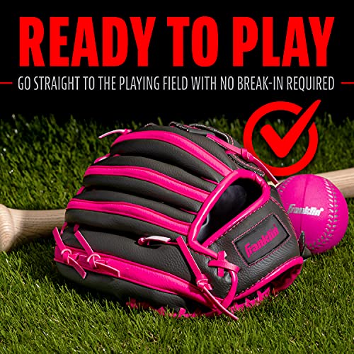 Franklin Sports RTP Teeball Performance Gloves & Ball Combo, Graphite/Pink, 9.5", Right Hand Throw - image 8