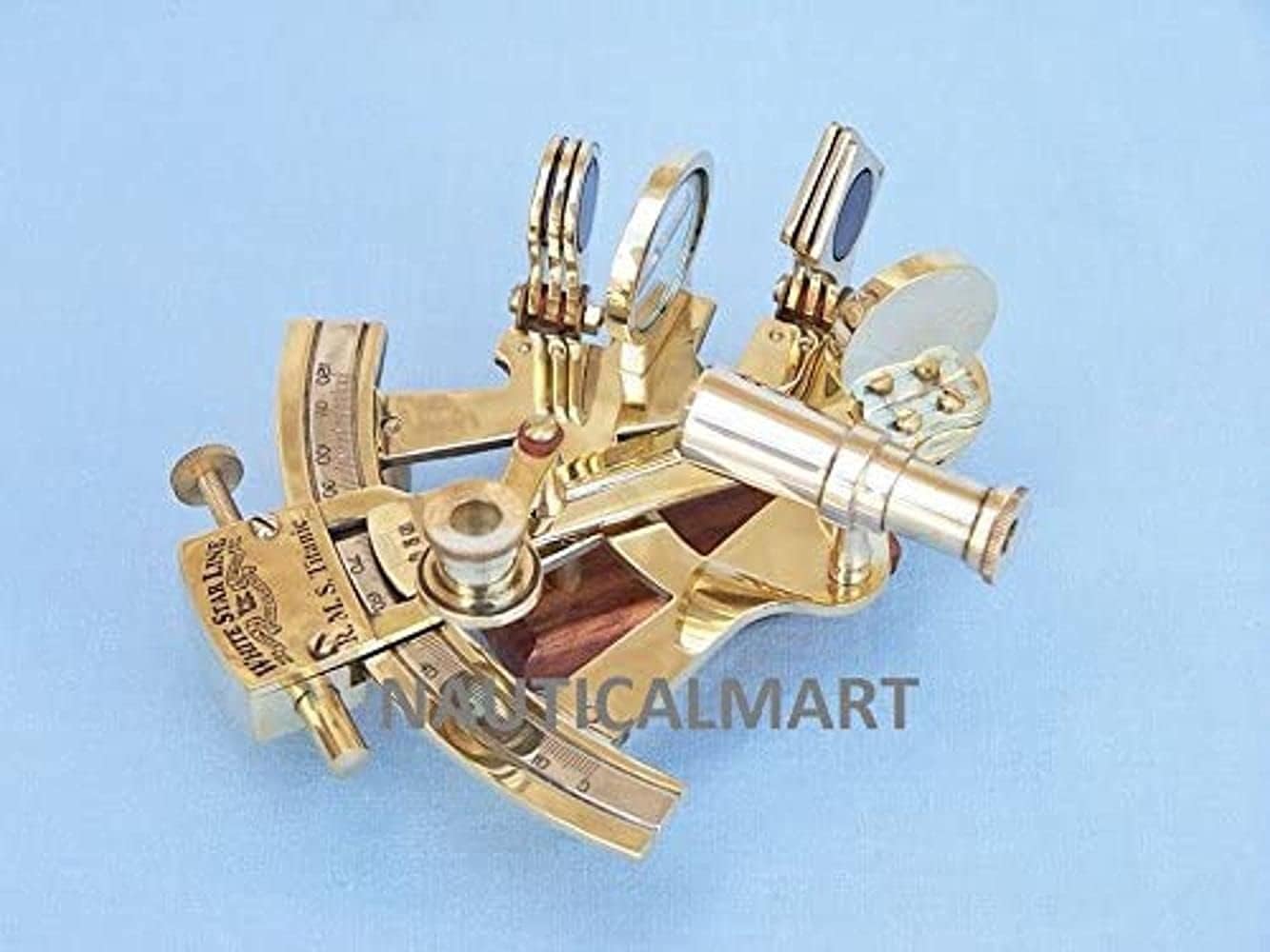 NauticalMart Titanic White Star Lines Sextant with Rosewood Box 5"