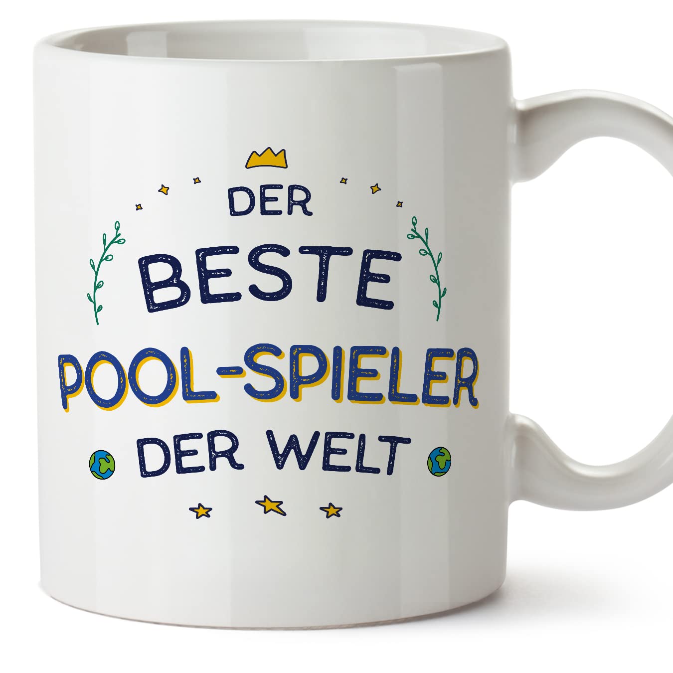 MUGFFINS Pool Player Man Mug - in German - Beste der Welt - Funny Gift for Colleagues - Ceramic 11oz Mug