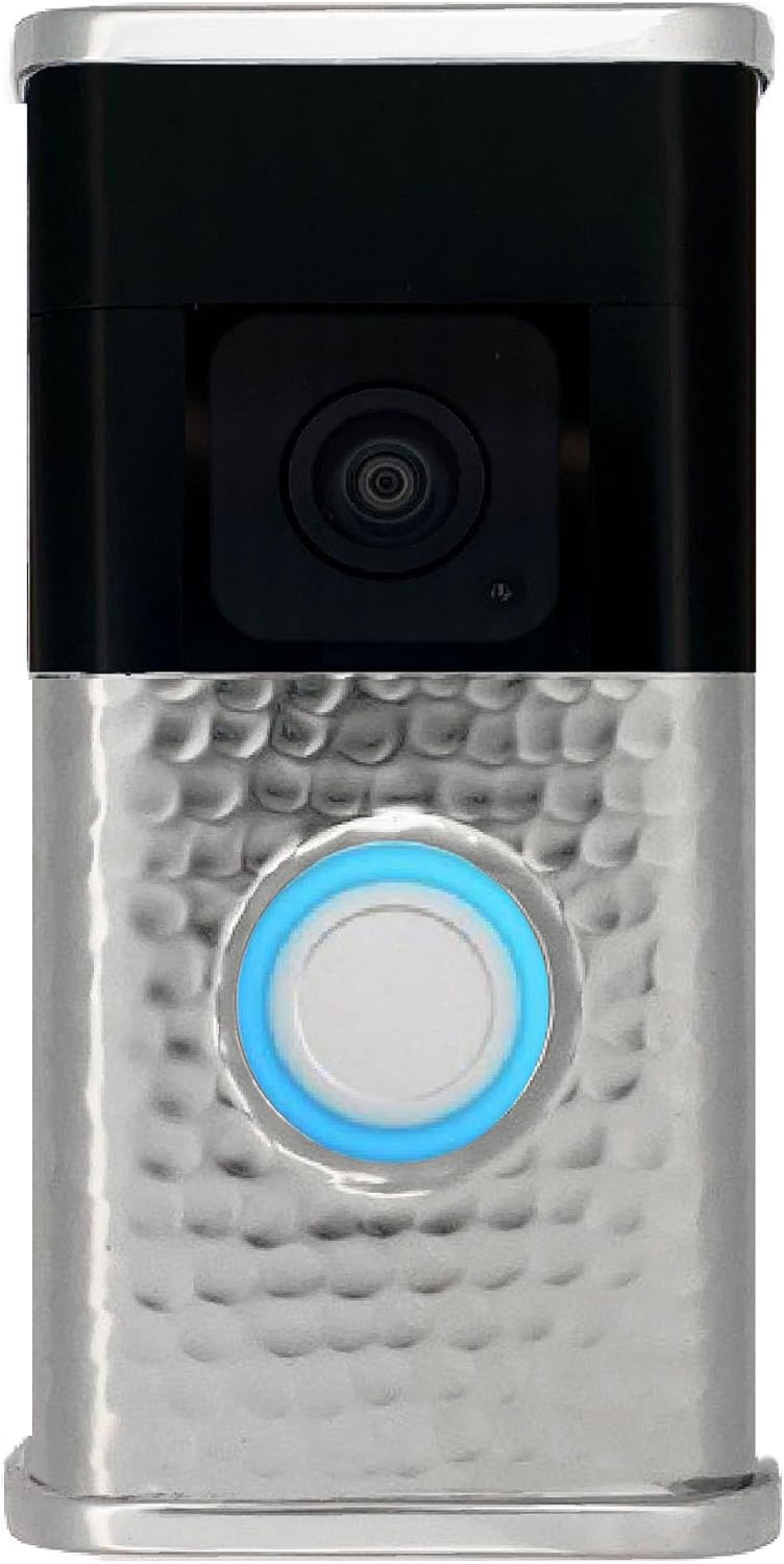 Hammered Video Doorbell Cover (Compatible with Ring 3, 3 Plus, 4, Battery Plus, and Battery Pro) (Nickel Silver)
