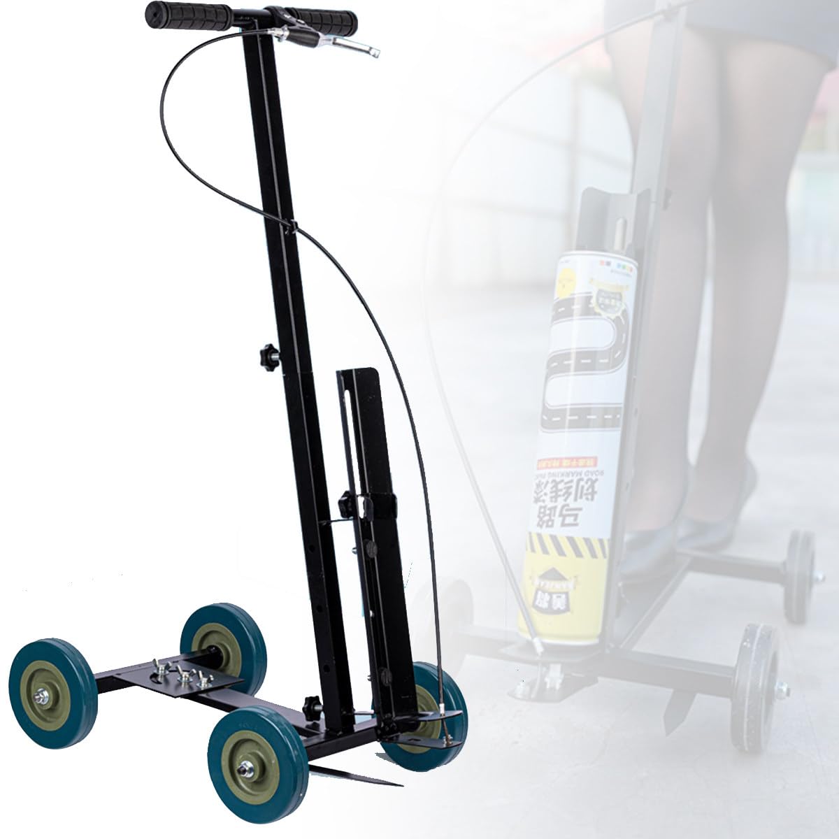 asdchZen Wheel Transfer Line Marking Machine, Hand-Push Lane Marking Applicator, With Width And Angle Arc Adjustment, For Schools, Sports Surfaces, Factory Marking Works (A)