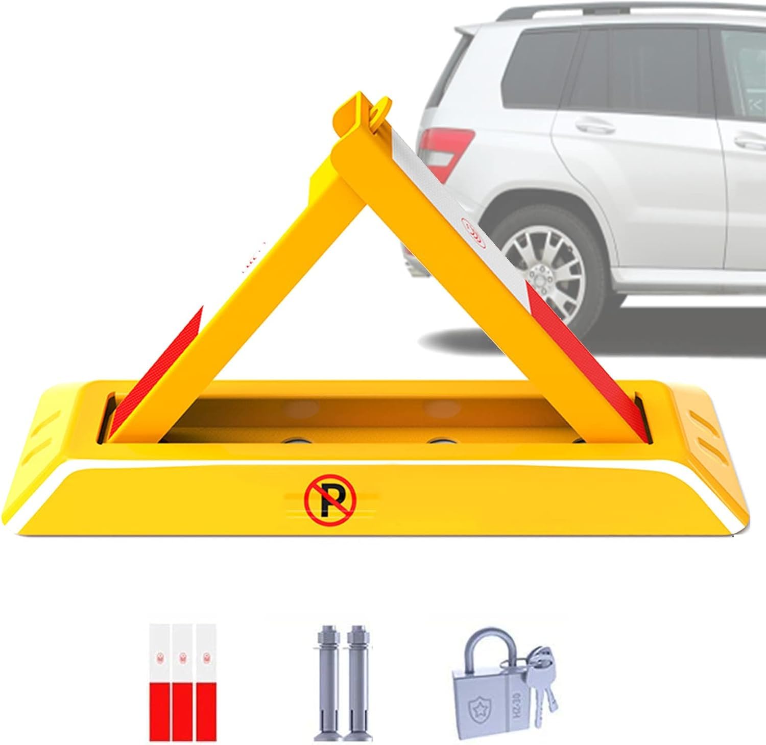 GTHTUHFD Parking Guardrails Parking Space Lock Manual Parking Space Lock Manual Parking Blocker Lockable Parking Barrier Heavy Duty Parking Security Bollards,48CM