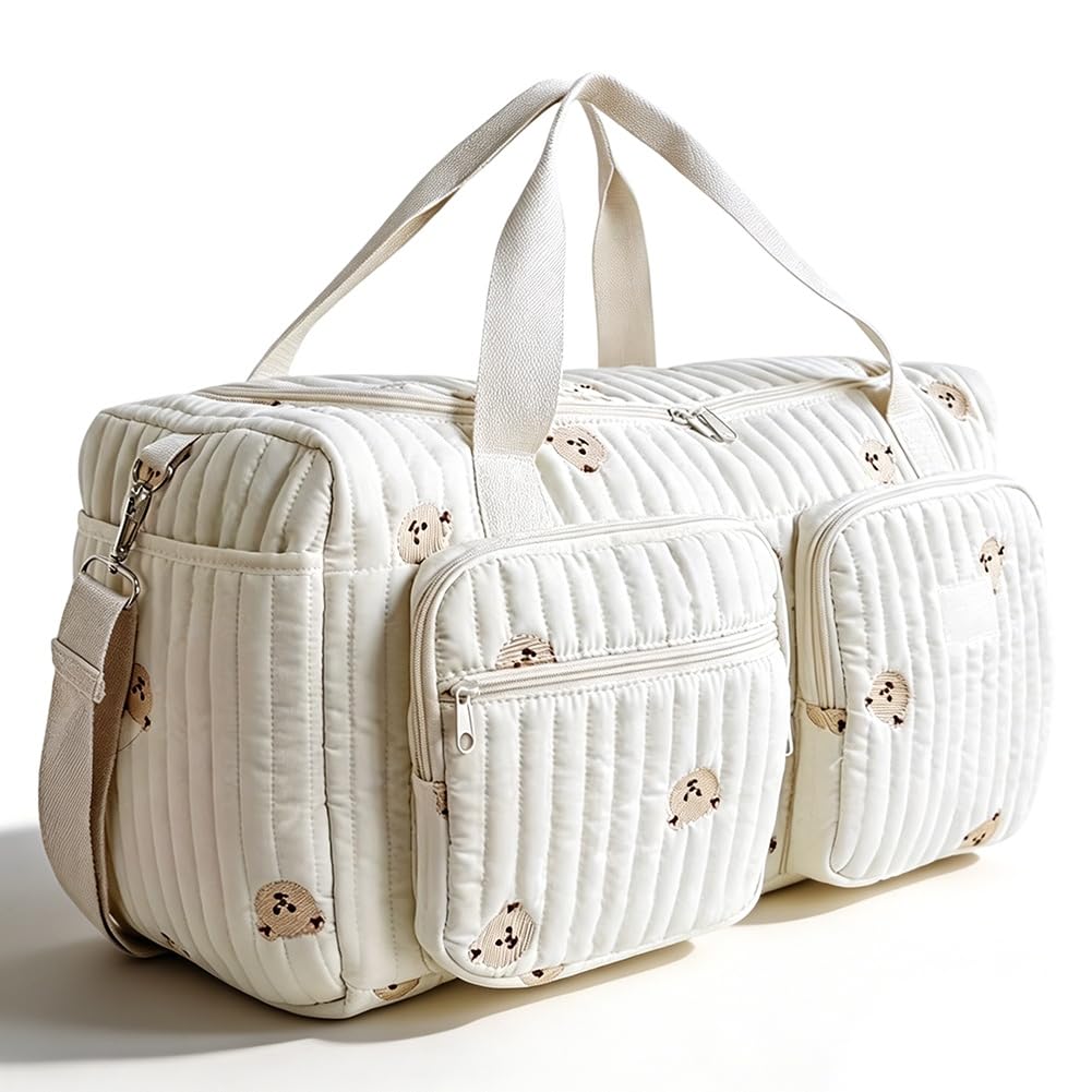 Borsa fasciatoio versatile, 48 × 22 × 26 cm, leggera e imbottita, in cotone, borsa da viaggio, borsa per neonati e borsa premaman per gravidanza, cura del bambino, weekend