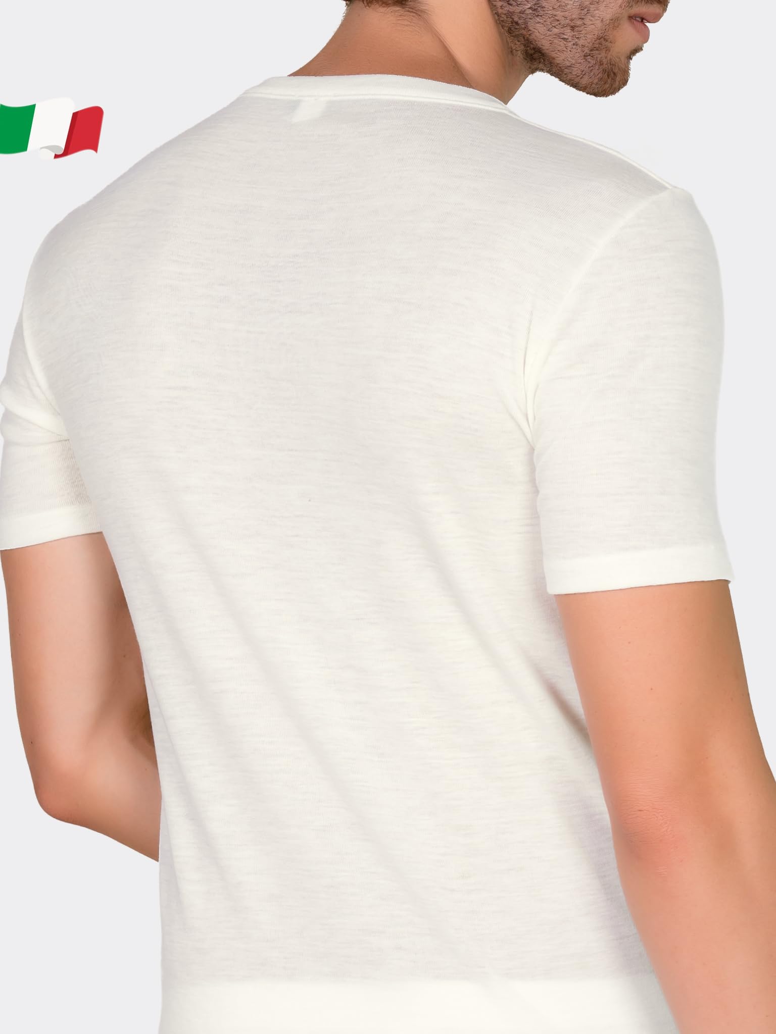 EGI Maglia Uomo Manica Corta Girocollo Pura Lana Intimo Termico Invernale Made in Italy