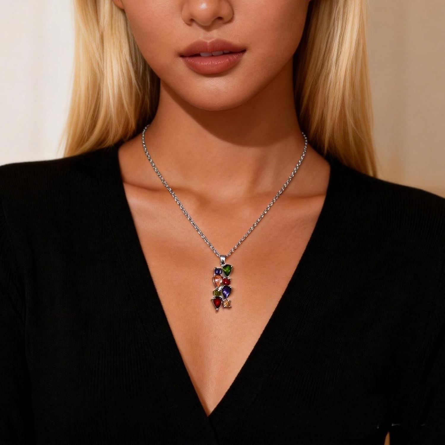 Cubic Zirconia Necklace for Women Imitation Diamond Pendant Fashion Pendant Chain Necklace Women Jewelry Gift Birthday Gifts Light Luxury Design Necklace - Image 5