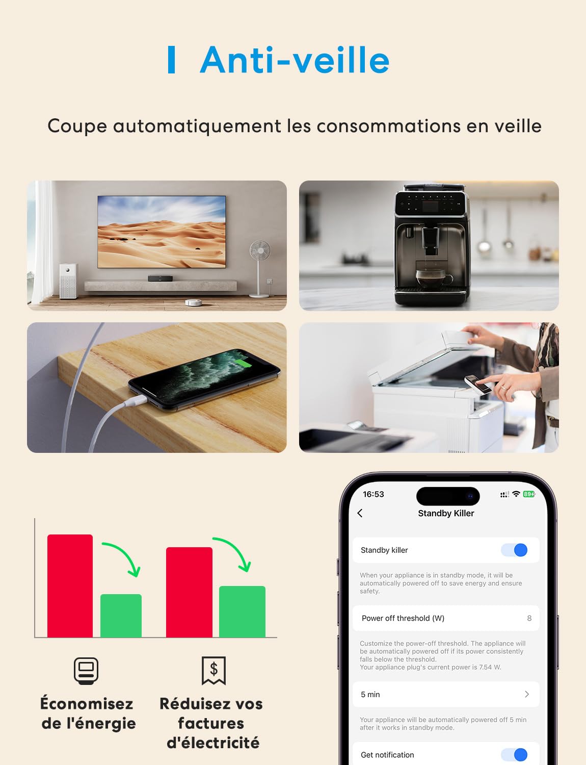 Meross Prise Connectée Wifi avec Mesure Consommation Electrique, Type F | Prise Telecommande Intelligente avec Suivi Energie, compatible Alexa & Google Home, Contrôle Vocal & Smart Home,16A, 4 pièces