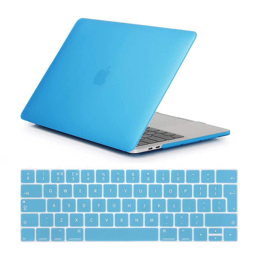 Se7enline Compatible with 2016 2017 2018 Macbook Pro Case Plastic Hard Case Cover Compatible Macbook Pro 13 inch/No Touch Bar version Keyboard Cover, Aqua blue)