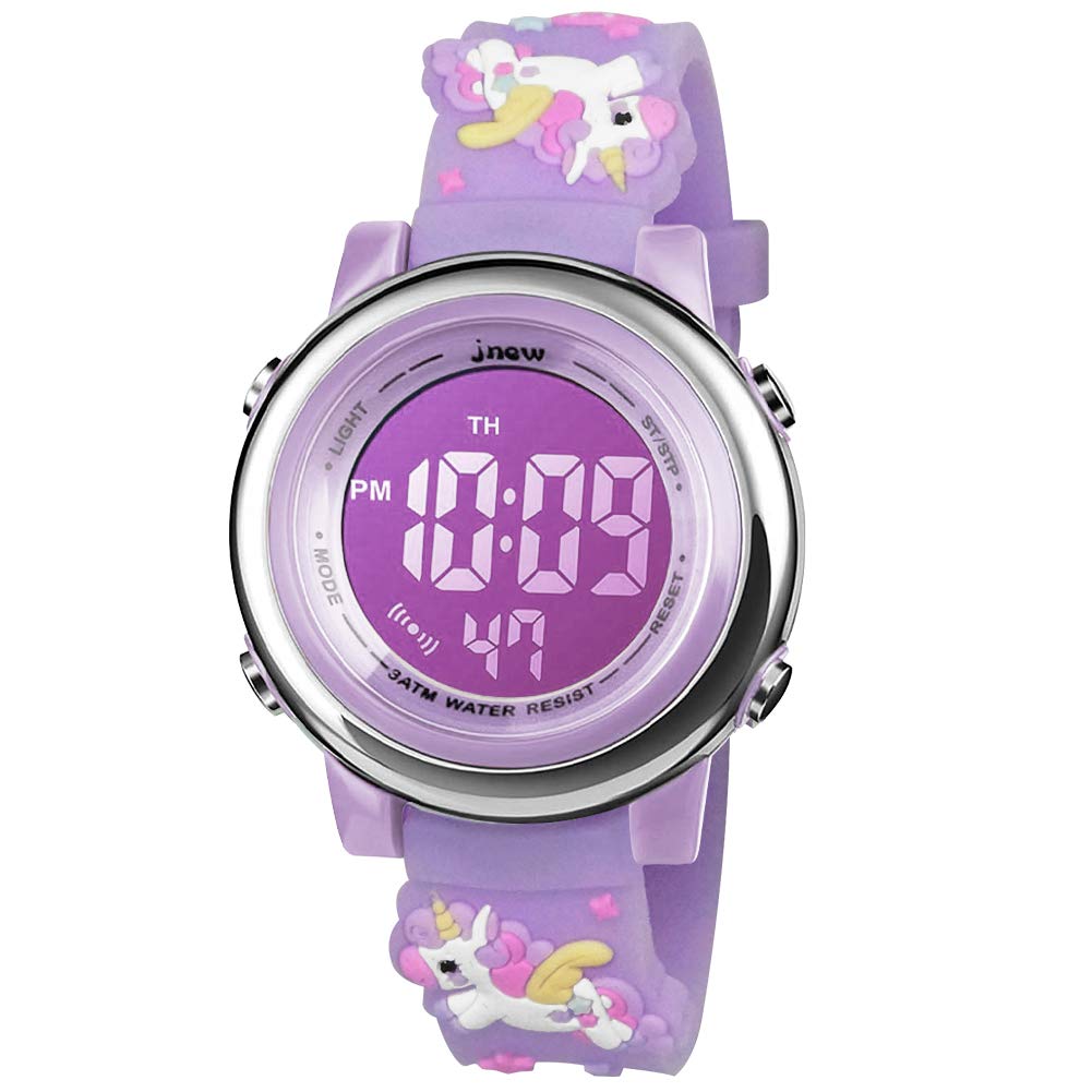 Bigmeda Orologio Digitale per Bambini, Orologio Sportivo a Cartoni 3D per Ragazze da 3-12 Anni, Visualizzazione della Data e Dell'ora, Retroilluminazione a 7 Colori