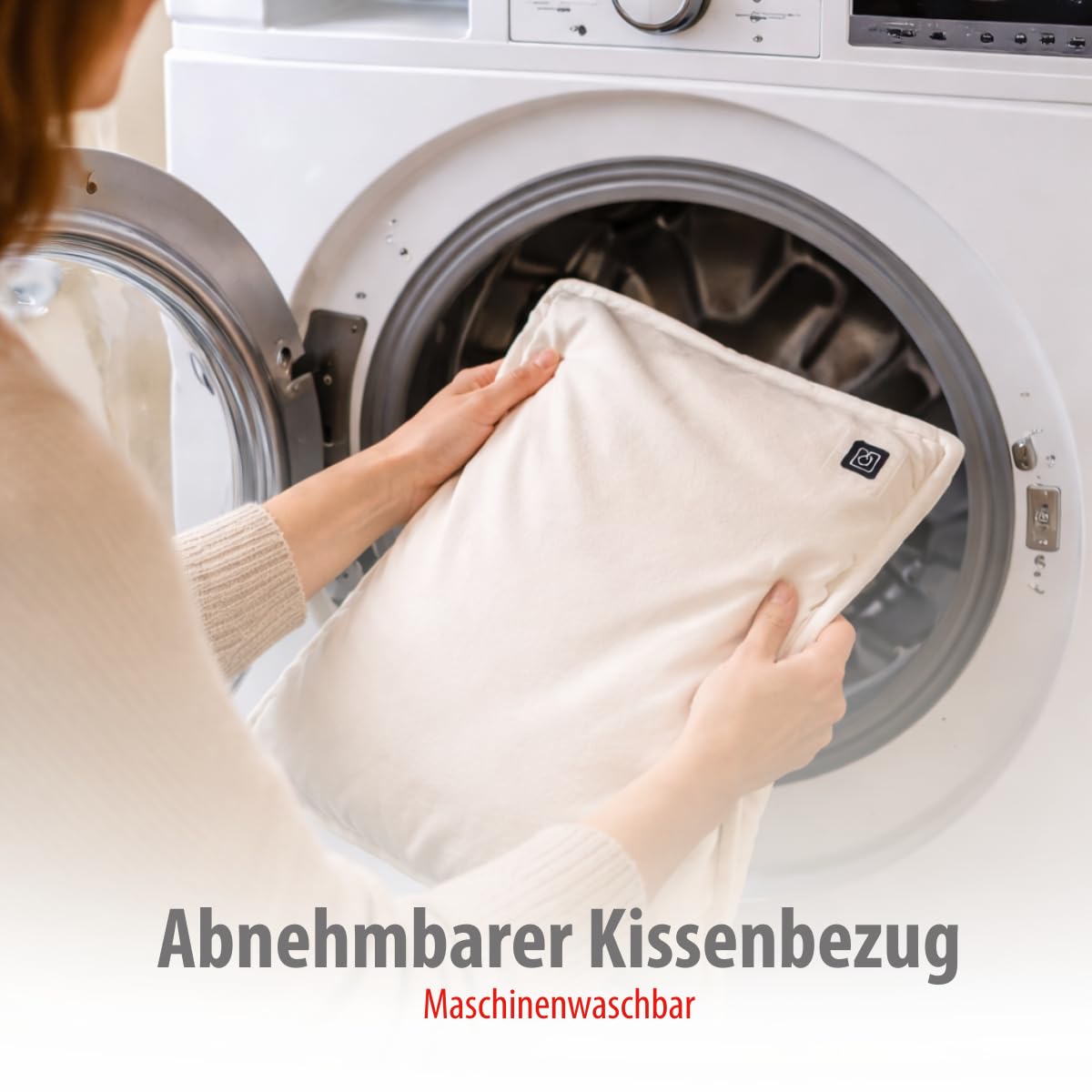 alpina Heizkissen Kabellos mit Powerbank – Wärmekissen Elektrisch mit 3 Heizstufen – Fleecebezug Abnehmbar und Waschbar – 45x45cm – Beige