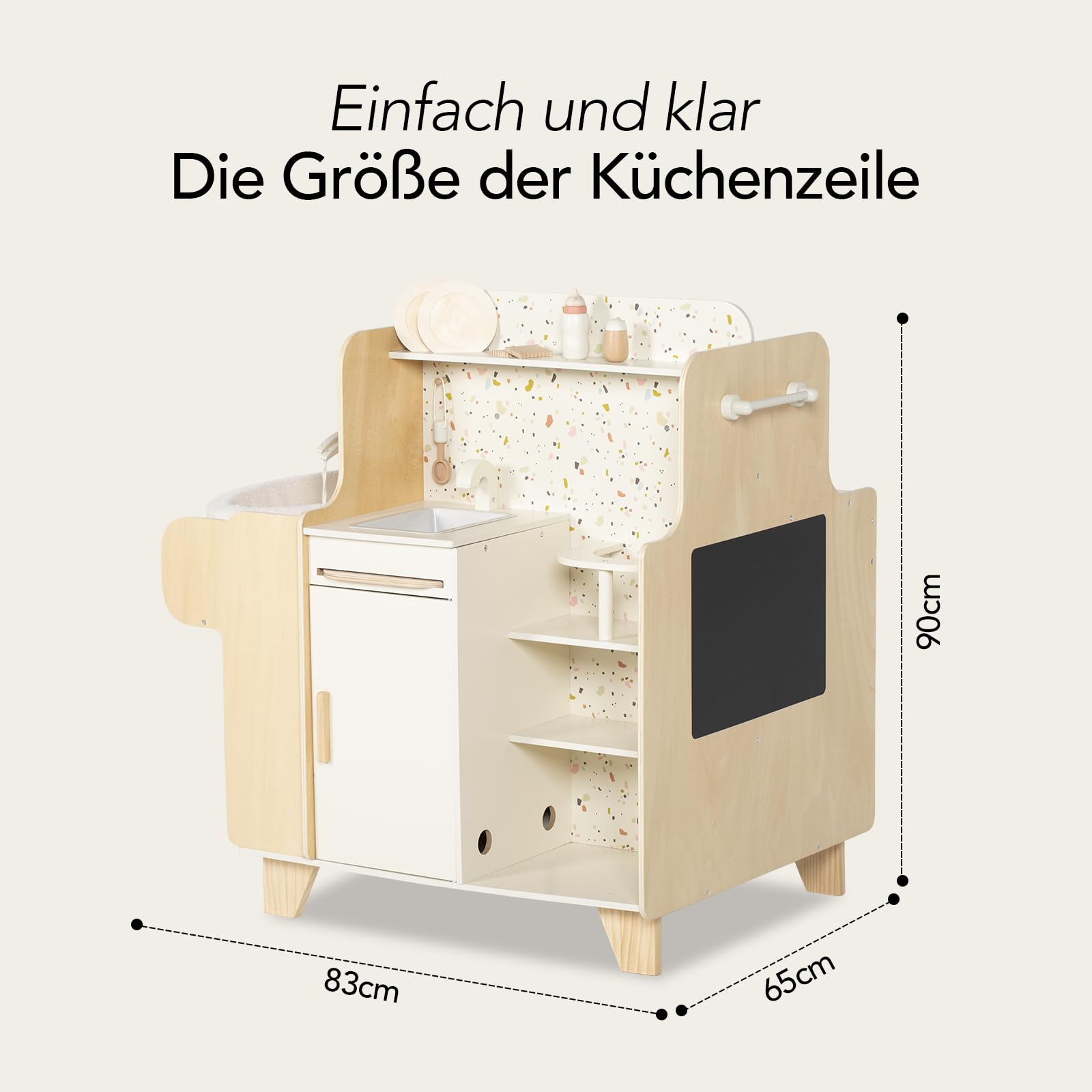 Holz-Spielzeugwiege, 4-in-1-Holzspielset zur Babypflege mit Wiege, Montessori-Rollenspielzeug für Kinder von 3 bis 9 Jahren, Geschenk für Jungen und Mädchen