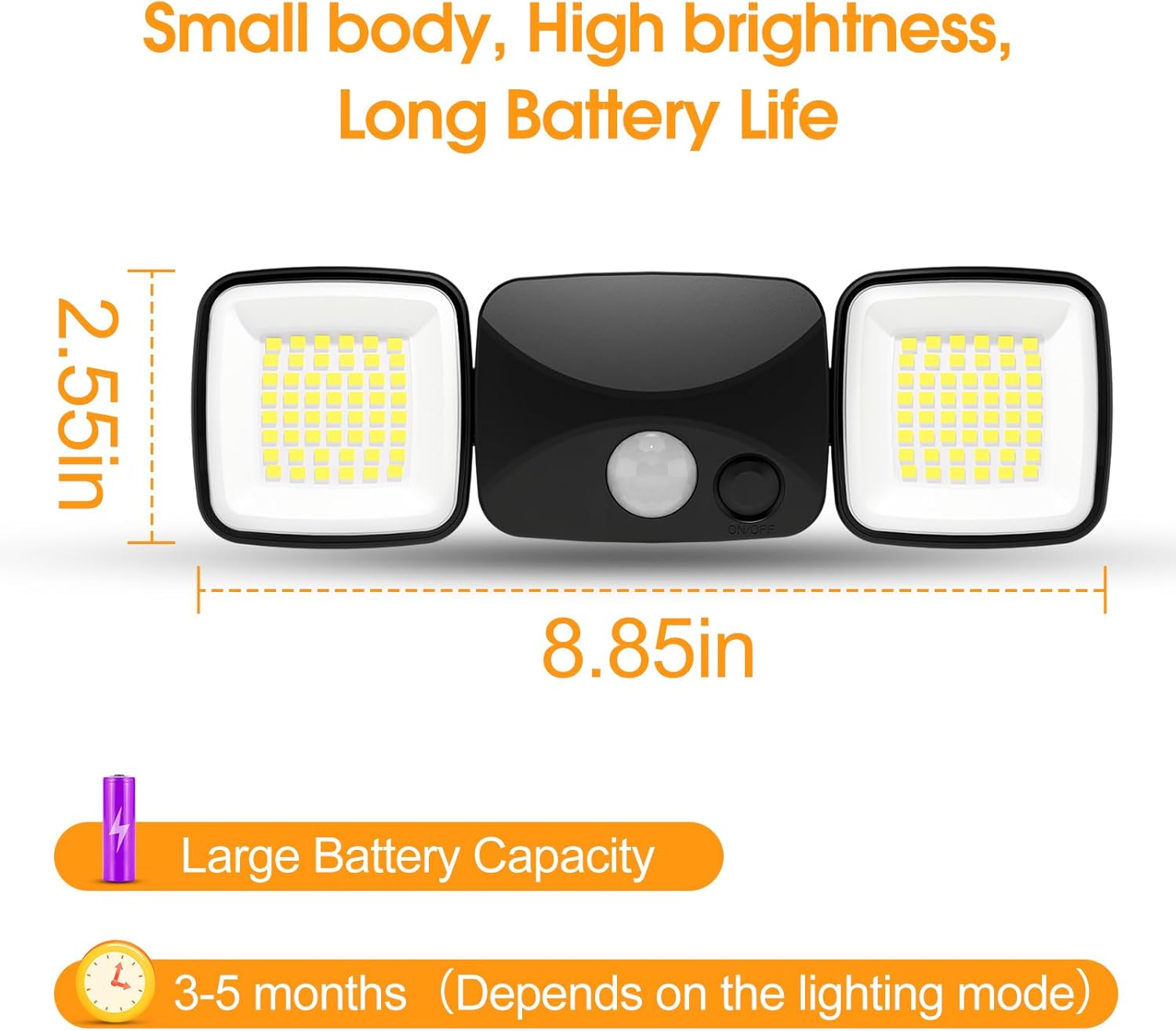 Motion Sensor Outdoor Lights, Rechargeable Battery Operated Outdoor Lights, USB Charging, Wireless Lights, No Solar, High Brightness for Garage, Yard & Entryway, Black 2-Pack (Small Size)