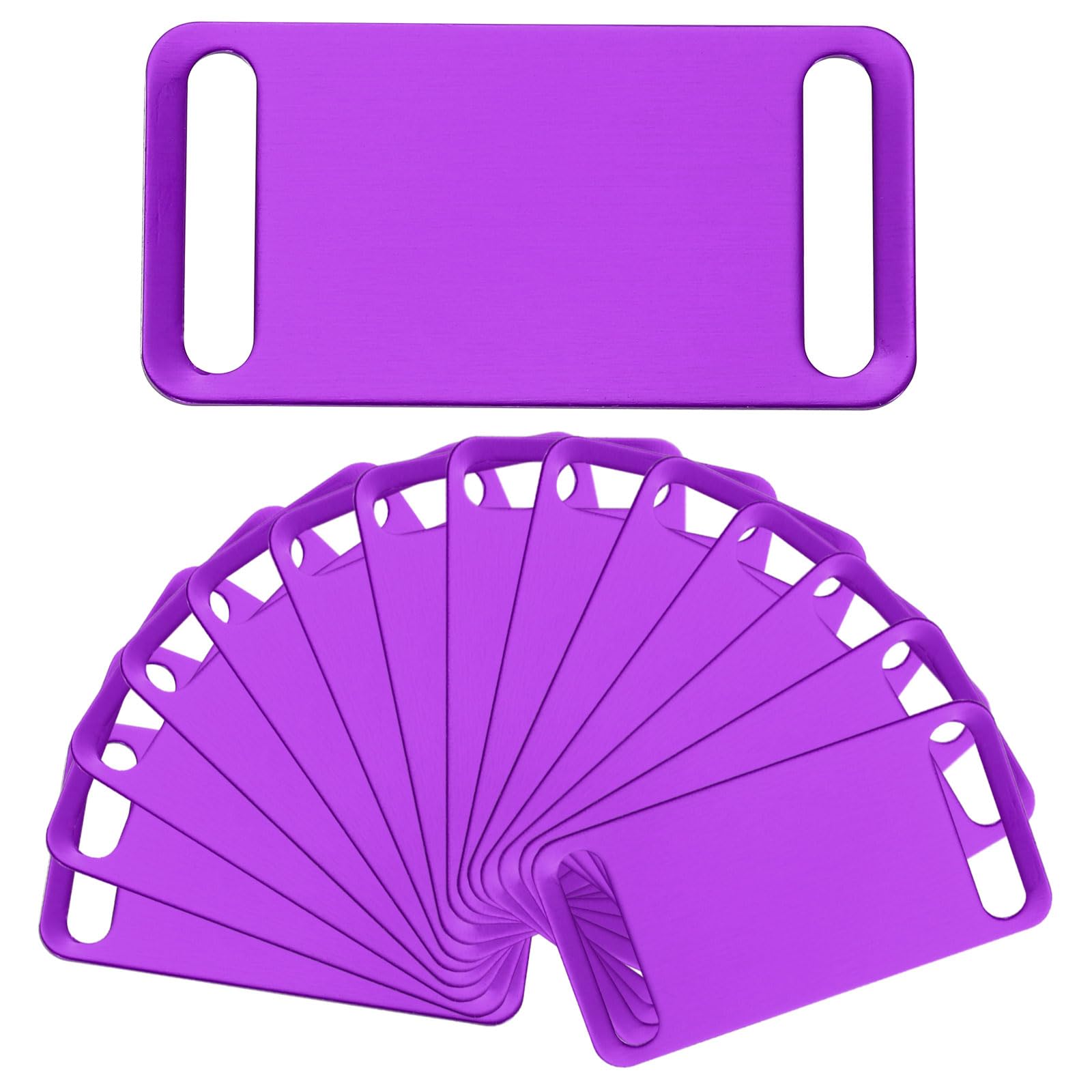 sourcing map 30 Pcs Anodized Aluminum Blank Tags 22.5mm Blanks Stamping Pet ID Tag with Holes for Engraving Sided DIY Art Craft Gift, Purple
