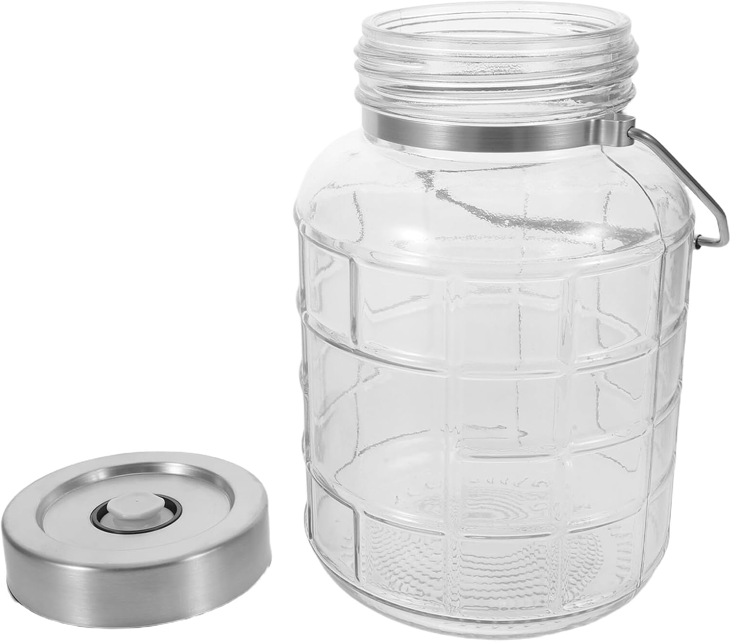 Fermenting Jar 2000ml Food Storage Container with Airtight Seal and Manual Airlock Valve Glass Fermentation Vessel for Rice Wine Pickling and Home Brewing