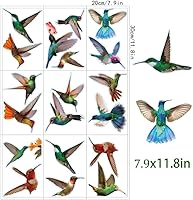Vista 3 de Calcomanías de pared para ventana de colibrí, anticolisión, para evitar golpes de pájaros en vidrio, 19 calcomanías de vinilo estáticas para vidrio