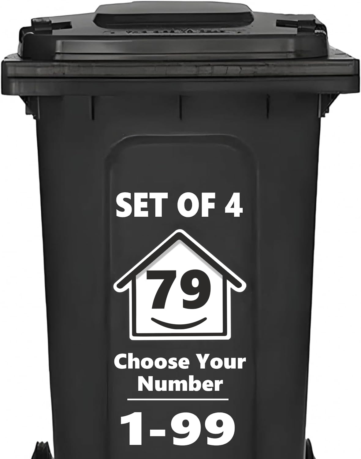 4 x Bin Numbers for Wheelie Bins, 1-99, 15cm ‘Happy House’ Design Dustbin Stickers, Easy Application Stick On Number Stickers - Weatherproof Self Adhesive Vinyl, Black (11) — view 86