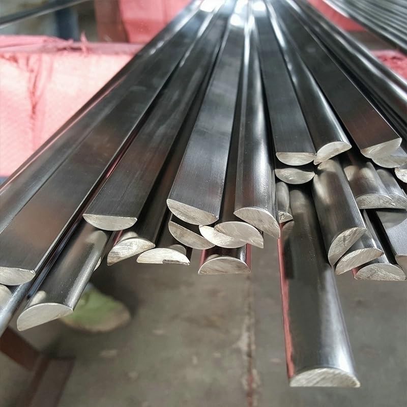 Tige en forme de D en acier inoxydable 304 tige solide semi-circulaire pour le travail du bois, la fabrication de bricolage, le traitement des écrous et des tours (Silver, 20 Piece/2MMX4MMX50CM)