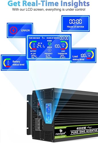 Miniatura 29 de Novopal Inversor de corriente de onda sinusoidal pura de 1000 W, convertidor de corriente de 12 V CC a 110 V/120 V CA, 4 salidas de CA, inversor