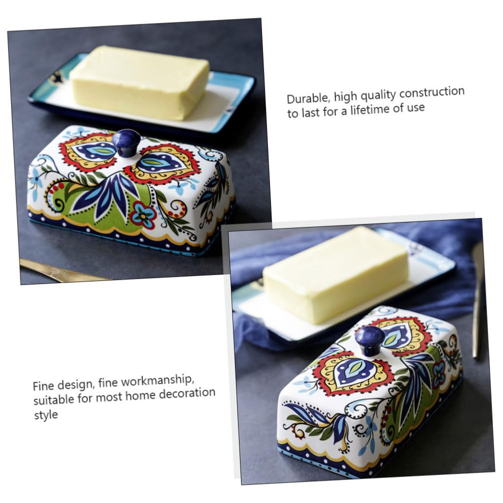 Beurrier Vintage en Céramique 250g Rectangulaire Couvercle
