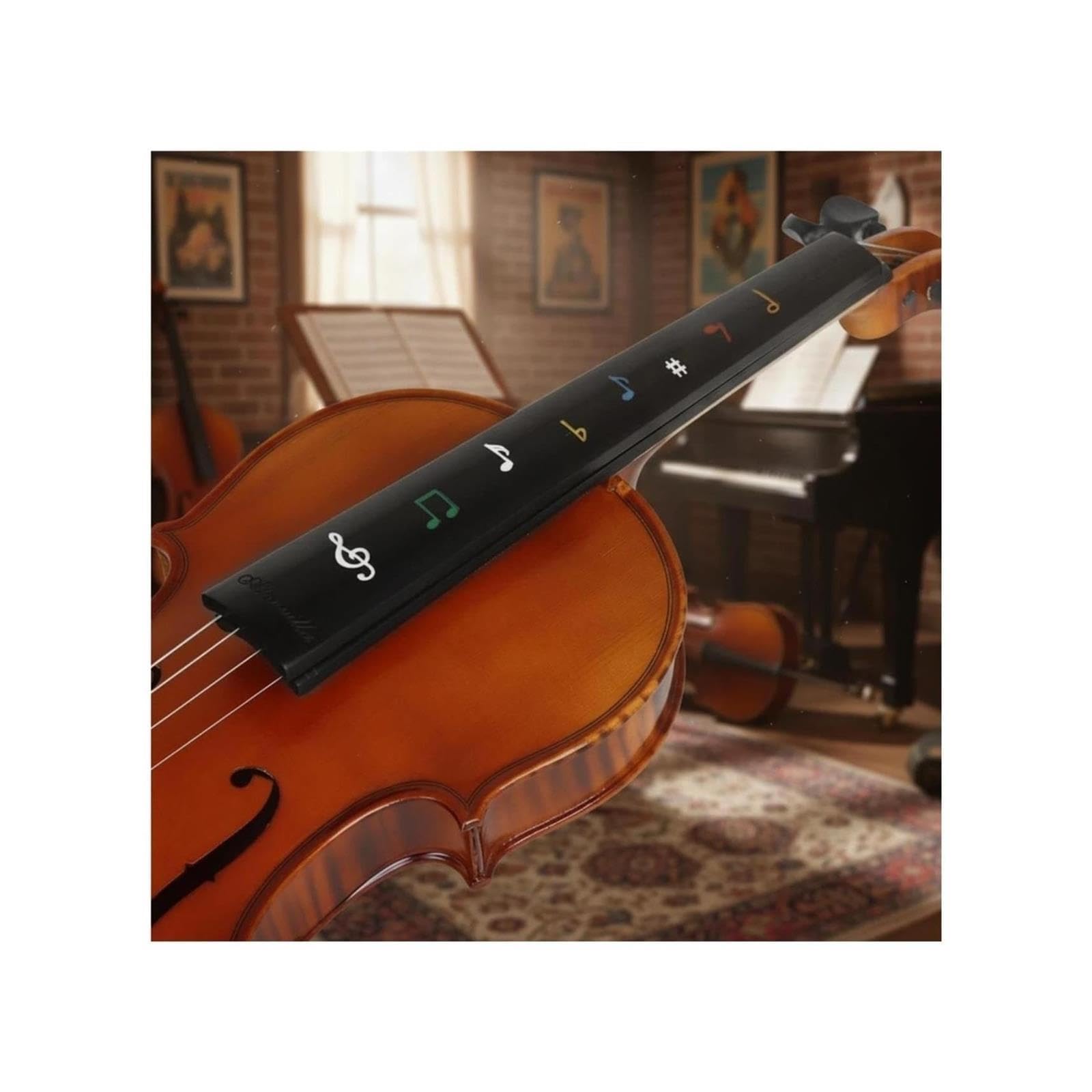 Touche violon ébène imprimé 4/4 avec sillet, Pièce luthier polie