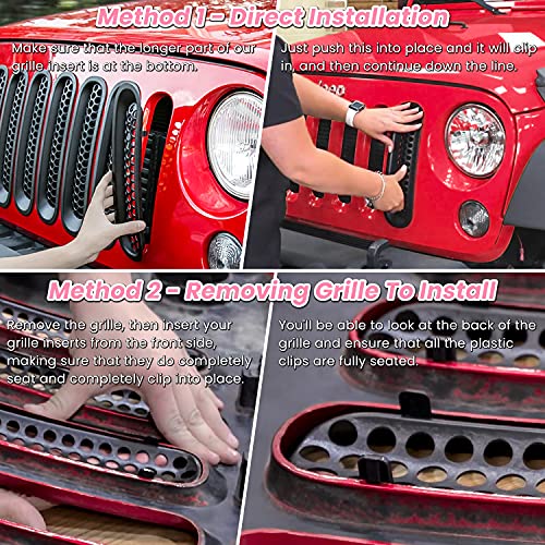 E-Cowlboy 7Pcs Front Grill Mesh Inserts Clip-In Grille Guard For 2007-2017 Jeep Wrangler Jk Jku Sport Freedom Rubicon Sahara Unlimited (Matte Pink) #TOP4