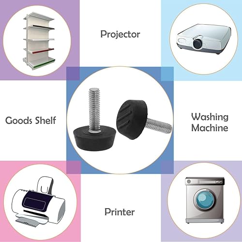 Miniatura 5 de uxcell M6 x 0.866 x 0.866 in Pies niveladores deslizantes ajustables para muebles Protector de piso para patas de escritorio de mesa, paquete de 10