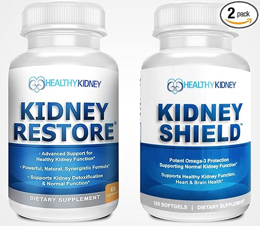 Kidney Restore & Kidney Shield 2-Pack Bundle for Kidney Cleanse, Support Kidney Function, Renal Health and More