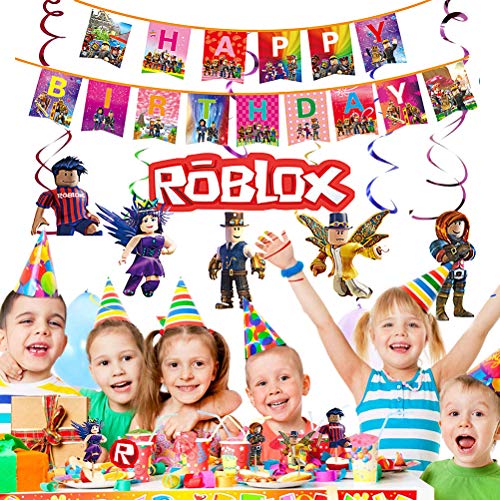 Roblox Roblox Motto Party Supplies Roblox Party Favor Roblox Hanging Swirl Decoraties Happy Bithday Banner Spellen Cake… - Image 6