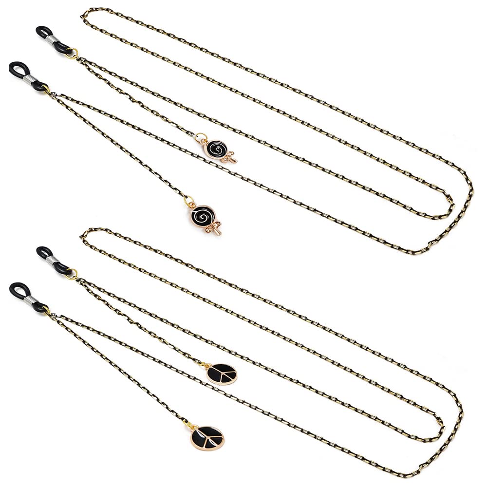 Brillenkette, 8 PCS Brillenkette for Frauen Anhänger Sonnenbrille Kette Lesebrille Halter Brillenband(Black)