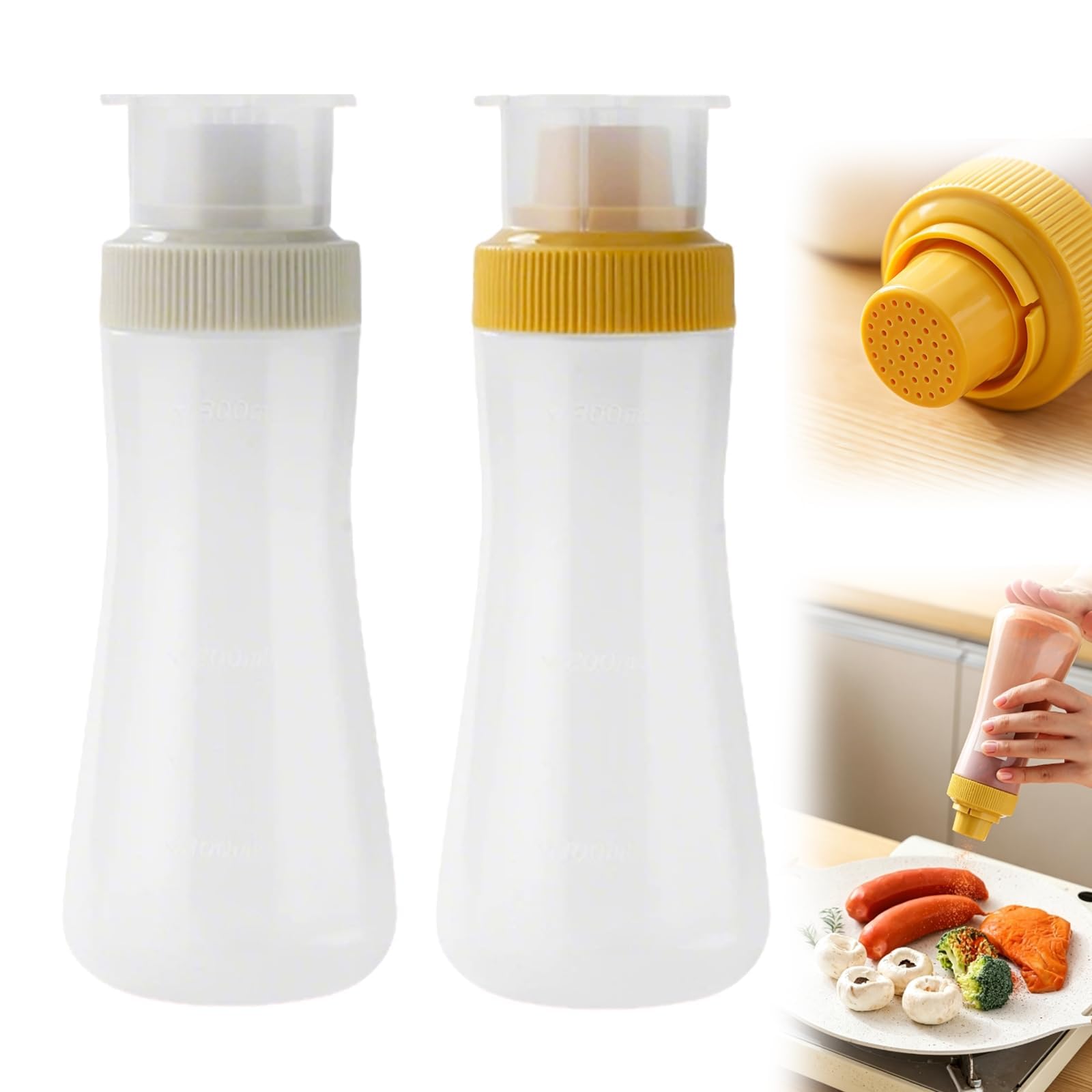 2 PCS Cake Syrup Dispensers, 350ml Pancake Bottles Syrup Bottles Pancake Batter Dispenser Bottle, Plastic Squeeze Bottle Dispensers Kitchen Squeeze, Sauce Dispenser for Honey Ketchup BBQ