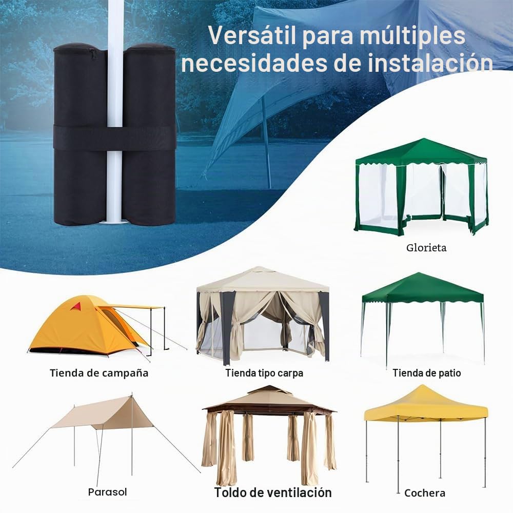 Bolsa Arena Contrapeso,4 Piezas Pesos para Carpas,800D Tejido Oxford Saco Arena,Diseño de Doble Bolsillo,Resistente a Los Rayos UV, Al Viento,A la Lluvia y a la Nieve,para Uso en Rxteriores(40x45cm)