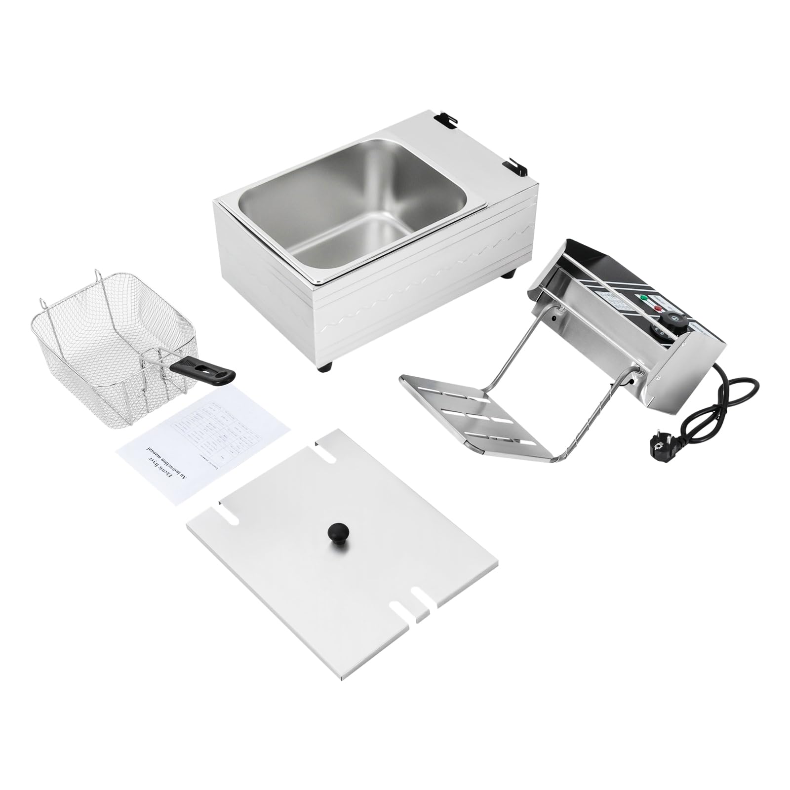 Freidora eléctrica comercial de acero inoxidable Gastro 6L Freidora profesional con cesta – 3000 W Freidora (termostato de 60 – 200 °C, calentamiento rápido, grifo de drenaje, protección contra