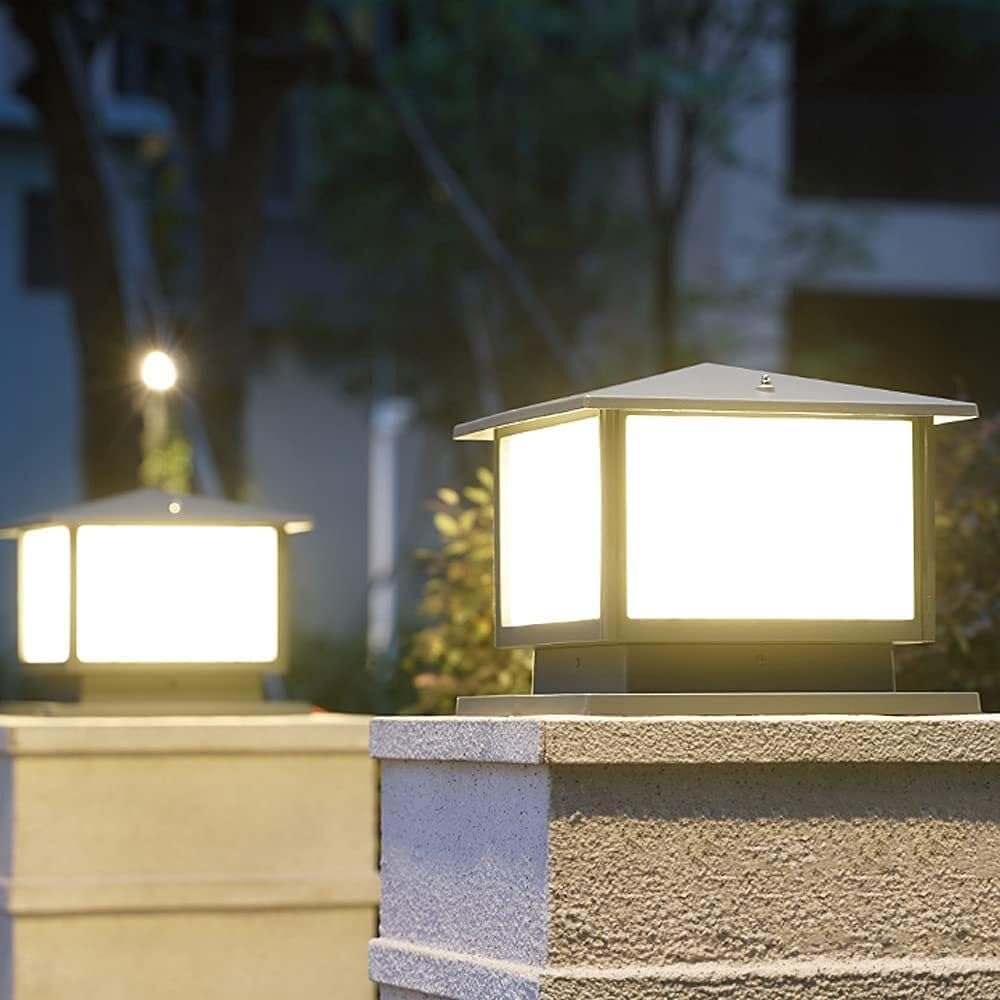 Luz de Poste Exterior Moderno, Lámpara De Columna Cuadrada Para Exteriores, De Aluminio Y Acrílico, Para Patio, Jardín, Villa, E27, Resistente Al Agua, Para Vallas Luz de Trayectoria Exteriores(25*22c