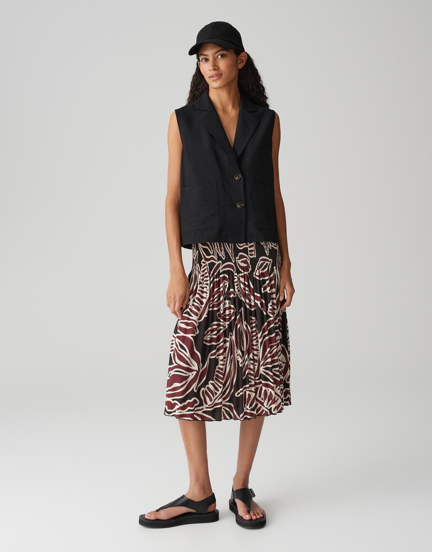 OPUS Damen Midirock | Plisseerock RIBANE Tropical mit Komfortbund