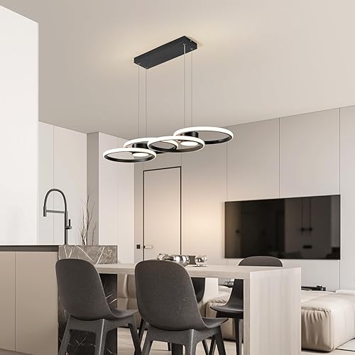 Miniatura 2 de Jaycomey Lámpara colgante moderna dorada, lámpara LED regulable de 47 pulgadas con 6 bombillas y 2 focos, lámpara colgante de globo de 46 W, lámpara