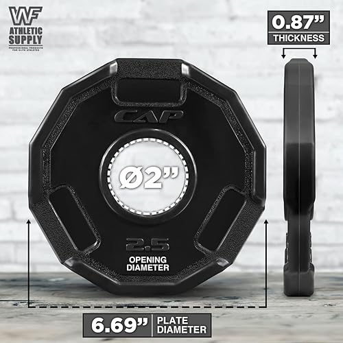 Miniatura 2 de CAPHAUS Disco de agarre recubierto de goma de 2 pulgadas, discos de peso olímpicos de 12 lados para entrenamiento de fuerza fundición de precisión,