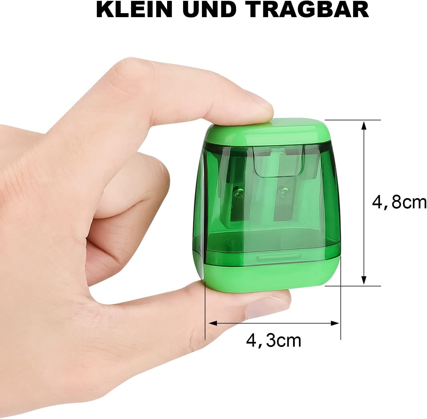 Catelves Anspitzer mit Behälter 4 Stück, Doppelspitzer Bleistiftspitzer mit 2 Löchern, Spitzer für Buntstifte, Farbstifte, Wachsmalstifte, Schule, Büro, Federmäppchen, Bunt, Klein und Tragbar