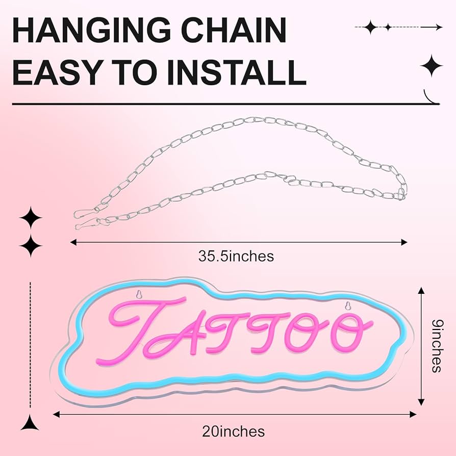 Amazon.co.jp: タトゥーネオンサイン、ピンクLEDサイン、ネオン