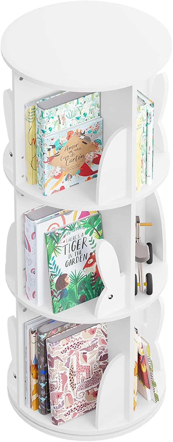 WOLTU Libreria per Bambini Rotante, Libreria Girevole a 4 Livelli