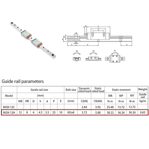 Miniatura 4 de 2 unidspaquete SIMAX3D 3D pieza de impresora CNC carril lineal MGN12H 11.811 in miniatura riel lineal deslizante core xy BLV ender 3 hotend kit de