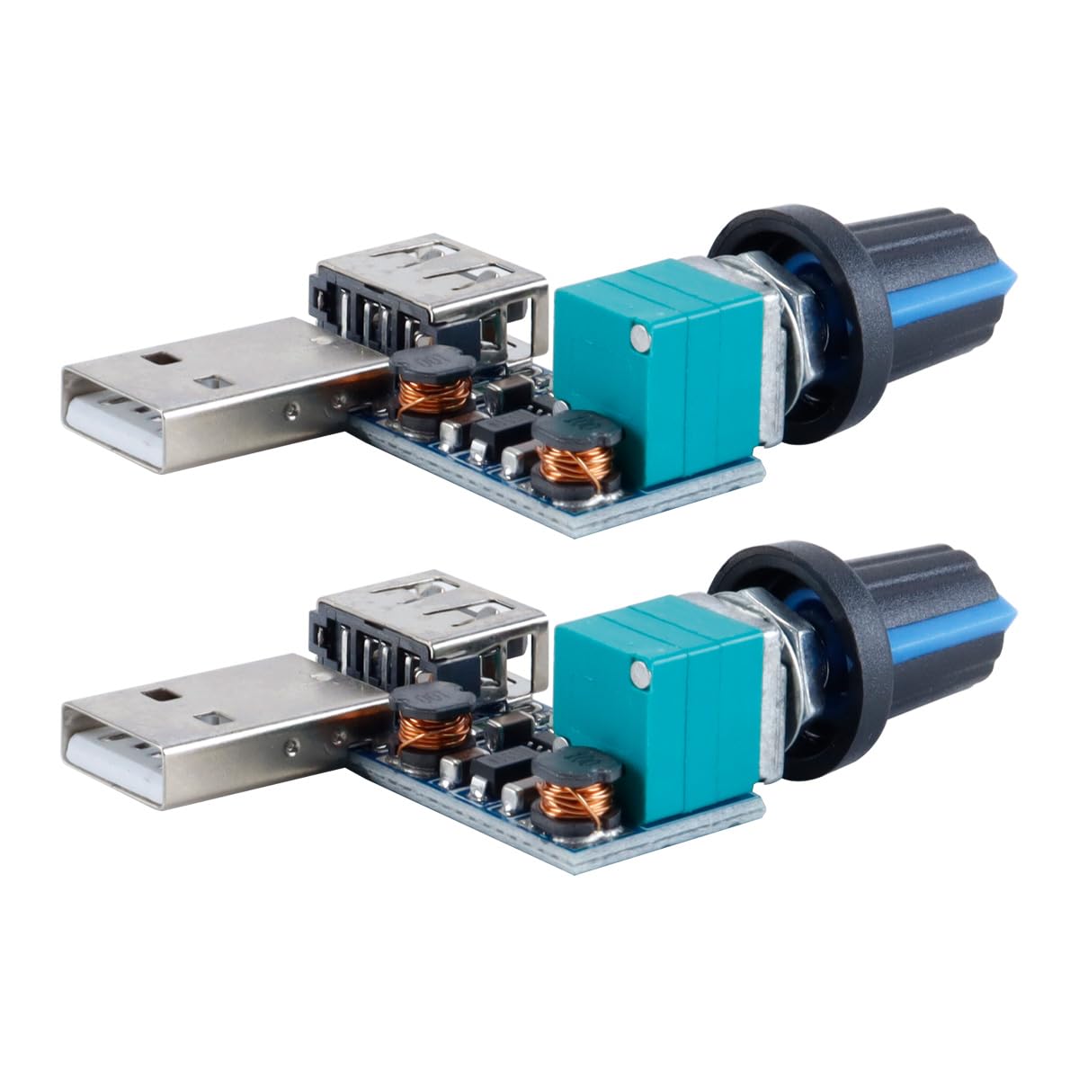 2 szt. regulatorów prędkości wentylatora USB, DC 5 V ciągły regulator prędkości wentylatora USB z lampką kontrolną i przełącznikiem