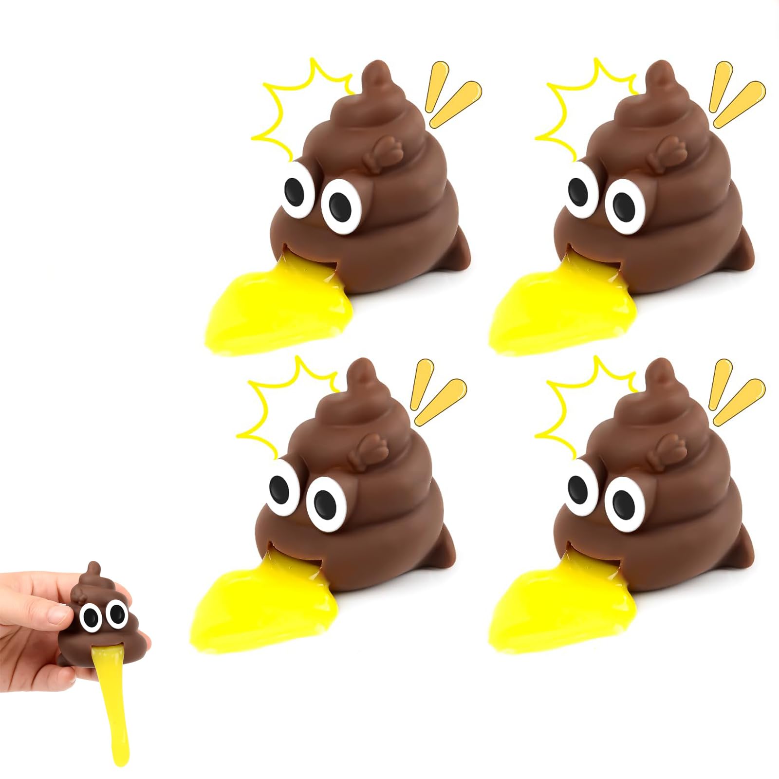 Ruichi 4Pcs Vomiting Poo Stress Ball, Squishy Poo Toys for Stress Relief Prank Puking Ball Fake Poop Toy