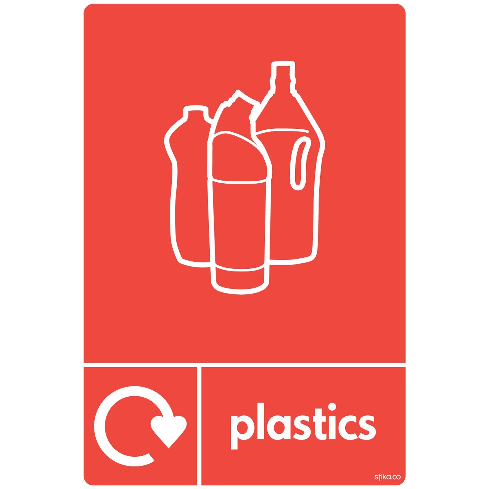 stika.co WRAP Recycling Signs - Recycle Now Signs - Self Adhesive Vinyl Sticker (A5 148 x 210mm, Plastics)