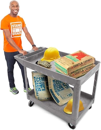 Stand Steady Original Tubstr - Carrito utilitario extra grande de dos estantes, soporta hasta 500 libras, carrito de servicio rodante resistente