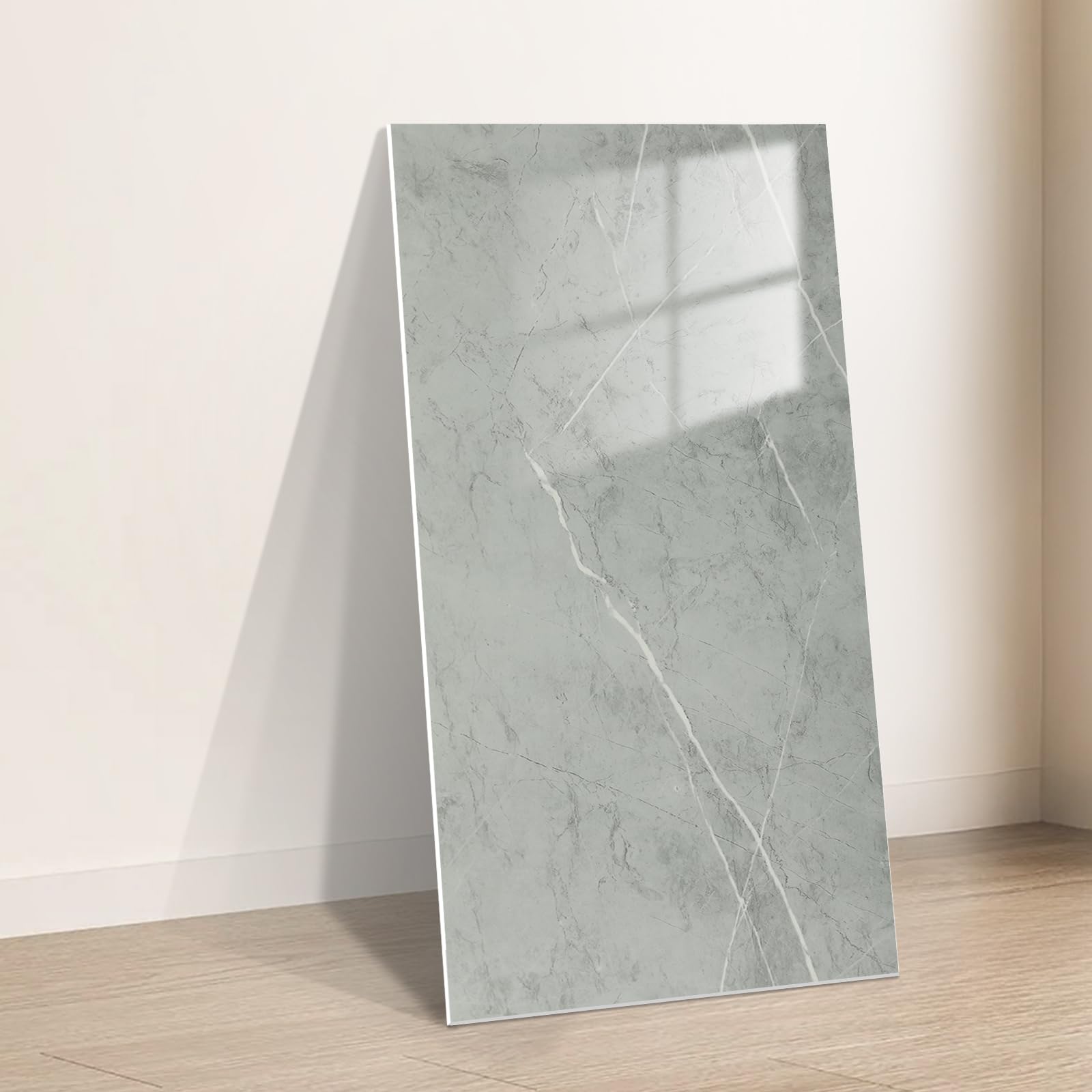 10pcs Peel and Stick on Wall Tiles, Tile Stickers Grey 30x60cm, Self Adhesive Wall Tiles Marble for Bathroom Kitchen Backsplash Waterproof Removable