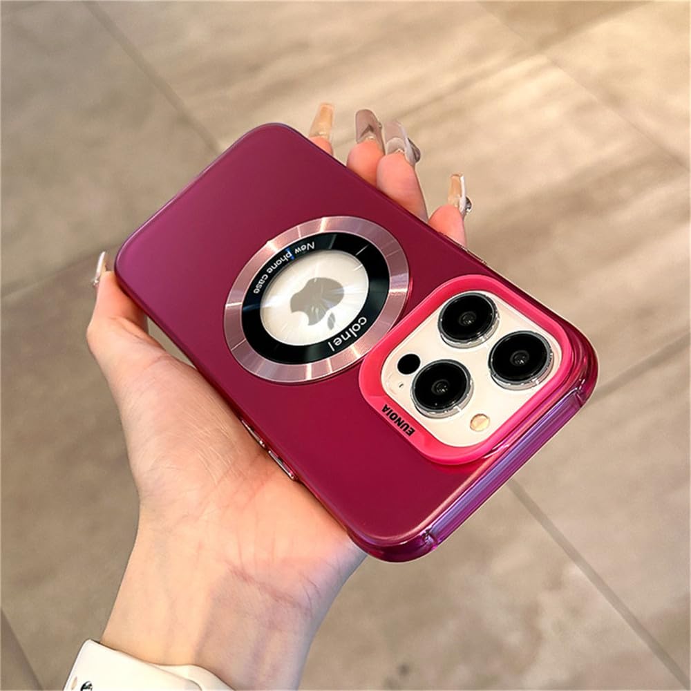 Coque iPhone 14 Pro antichoc ENILSA à attraction magnétique et fluorescence rose rouge