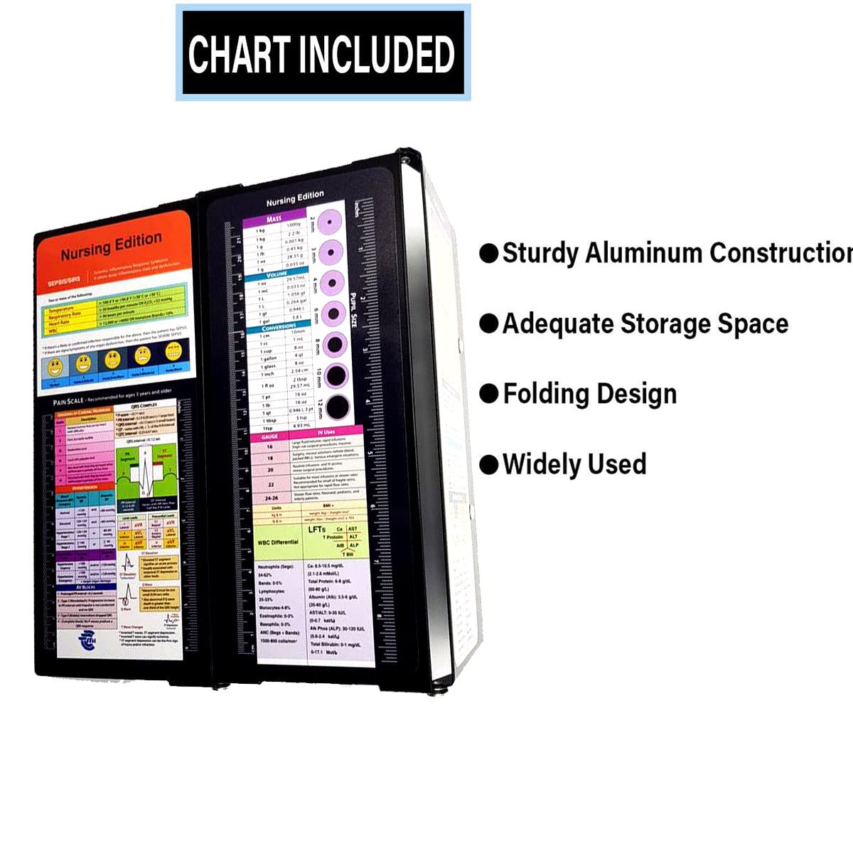 Nursing Clipboard with Nursing and Medical Edition Cheat Sheets 3 Layers Aluminum Trifold Clip Board Nursing Nursing Student Essentials - Foldable Clipboard Nursing Nursing School Essentials