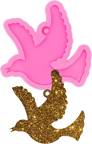 Llavero de silicona brillante con forma de pájaro brillante con agujero para bricolaje de pájaros voladores, collar de caramelo, joyería epoxi,