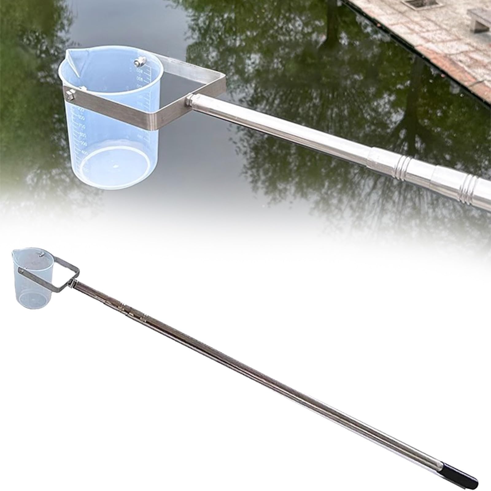 Campionatore D'acqua Leggero Asta Telescopica Raccoglitore D'acqua, Becher a Pendolo Kit di Mestoli Campionatori per Impianti di Produzione/Laboratori/Piscine, Acciaio Inox 304 Palo Retrattile(0.86 -