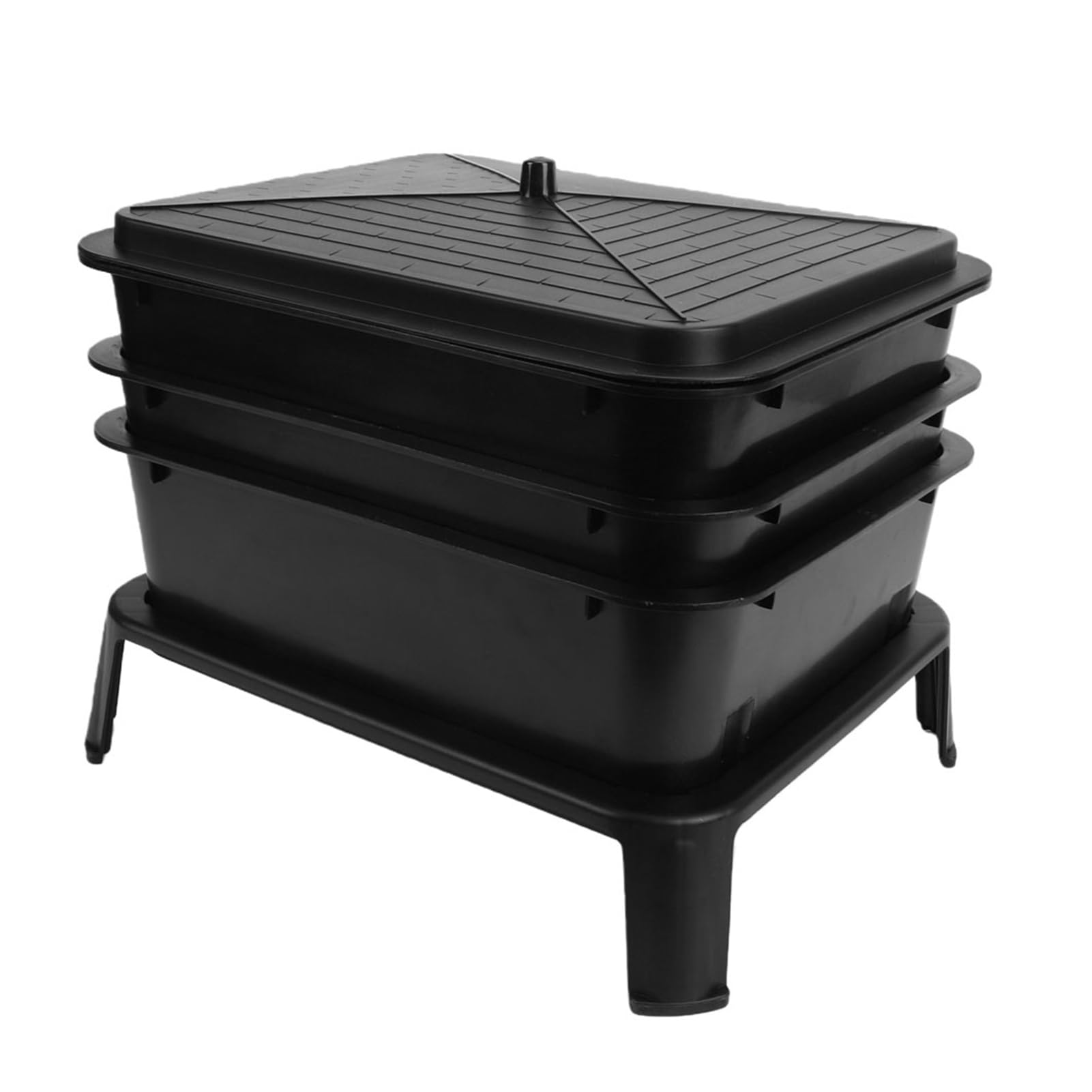RIZGHWOY Contenedor de Compostaje de Lombrices de Tierra, Contenedor de Granja de Vermicompostador de 3 Capas de Gran Capacidad, Compostaje Interior y Exterior para Residuos de Alimentos