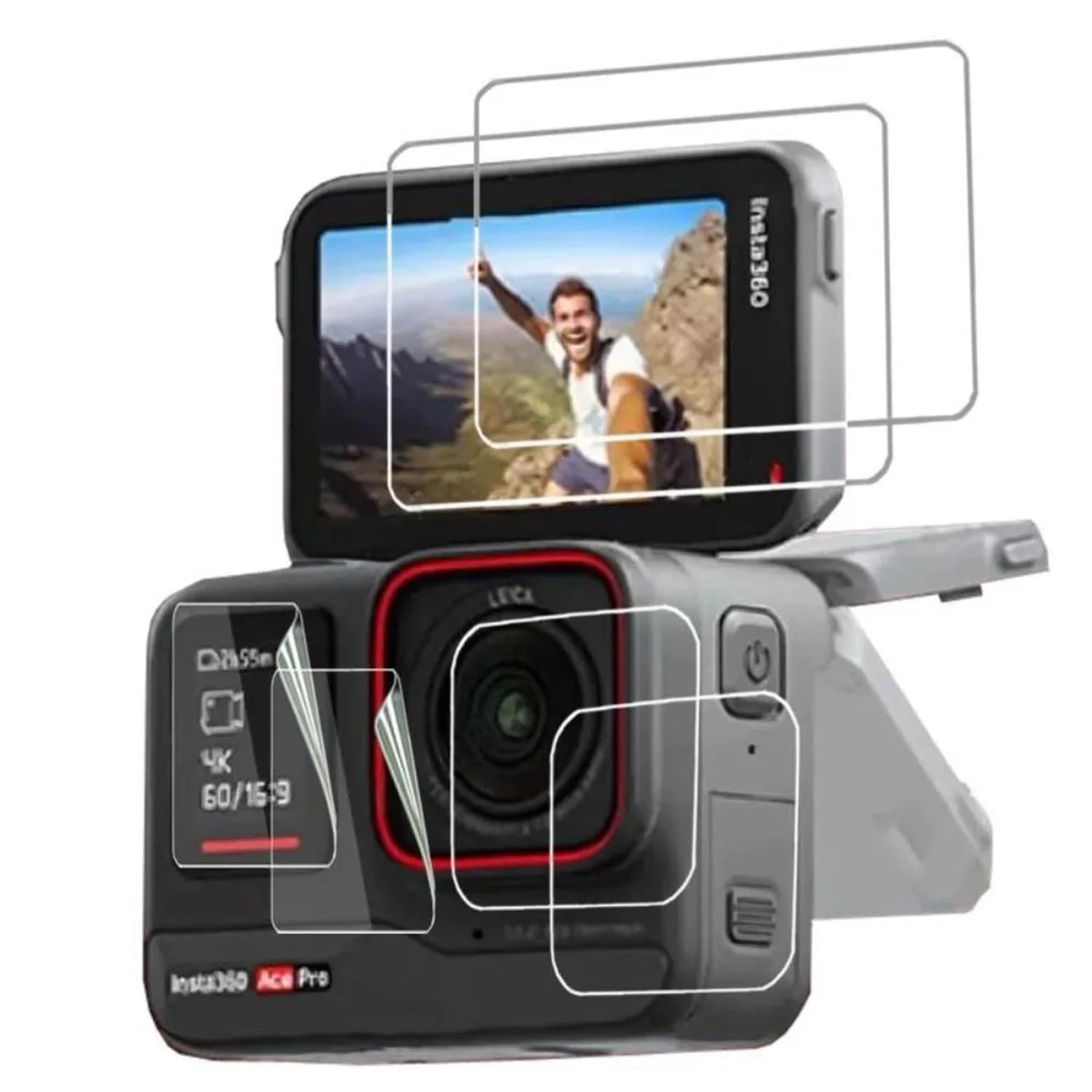 eWINNER 6PCS Screen Protector Compatible with Insta360 Ace Pro Action Camera/Ultra Clear Screen Protector Tempered Glass for Insta360 ACE PRO Front & Back LCD Display & Lens Protector Film